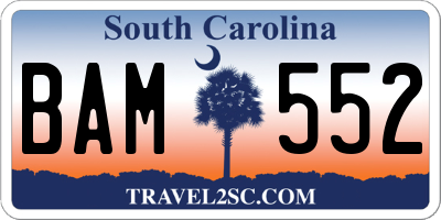 SC license plate BAM552