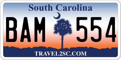 SC license plate BAM554