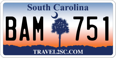 SC license plate BAM751