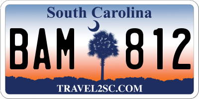 SC license plate BAM812