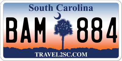 SC license plate BAM884