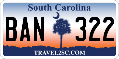 SC license plate BAN322