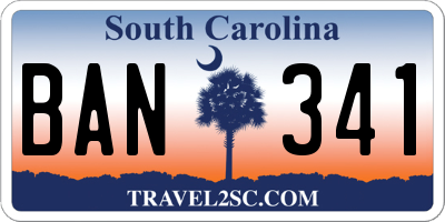 SC license plate BAN341