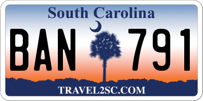 SC license plate BAN791