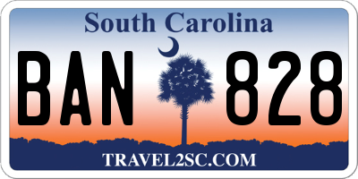 SC license plate BAN828