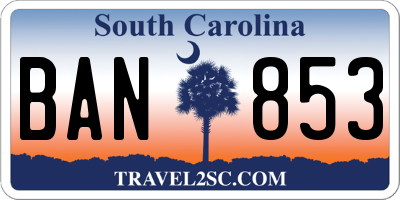SC license plate BAN853