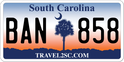 SC license plate BAN858