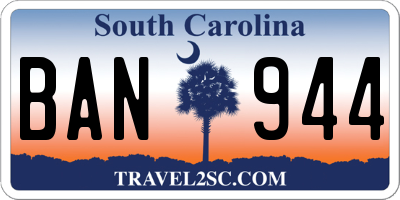 SC license plate BAN944