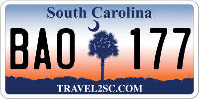 SC license plate BAO177
