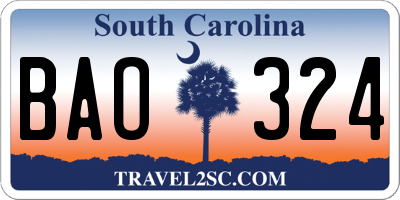 SC license plate BAO324