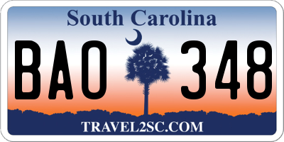 SC license plate BAO348