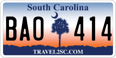SC license plate BAO414