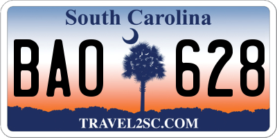 SC license plate BAO628