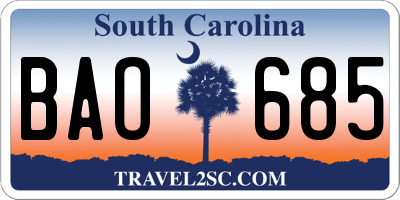 SC license plate BAO685