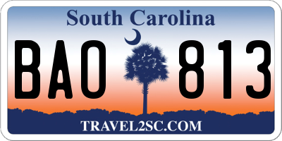 SC license plate BAO813