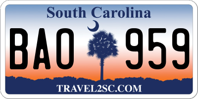 SC license plate BAO959