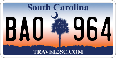 SC license plate BAO964