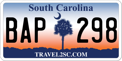 SC license plate BAP298