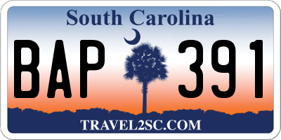 SC license plate BAP391