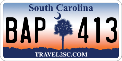 SC license plate BAP413