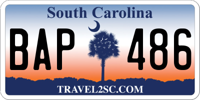 SC license plate BAP486