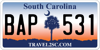 SC license plate BAP531