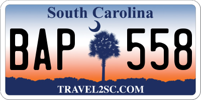 SC license plate BAP558