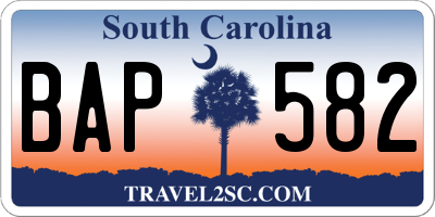 SC license plate BAP582