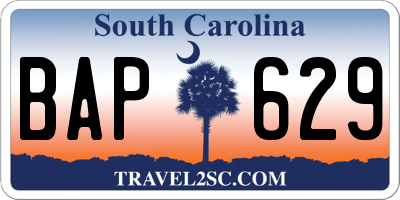 SC license plate BAP629