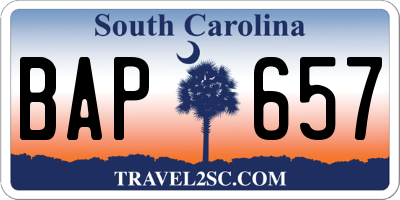 SC license plate BAP657