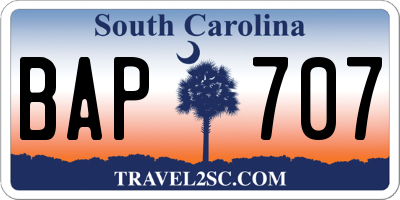 SC license plate BAP707