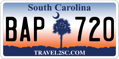 SC license plate BAP720