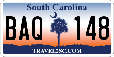 SC license plate BAQ148