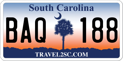 SC license plate BAQ188