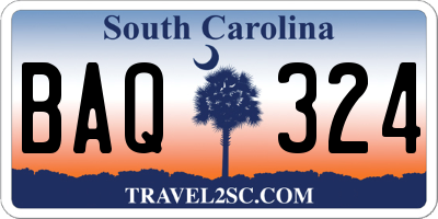 SC license plate BAQ324