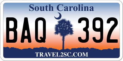 SC license plate BAQ392