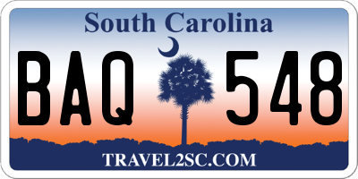 SC license plate BAQ548