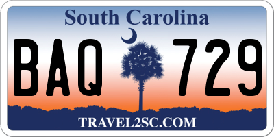 SC license plate BAQ729