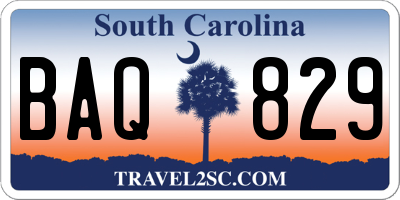 SC license plate BAQ829
