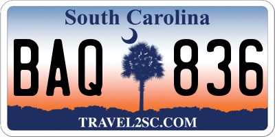 SC license plate BAQ836
