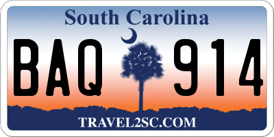 SC license plate BAQ914