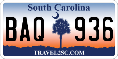 SC license plate BAQ936