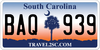 SC license plate BAQ939