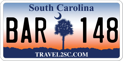 SC license plate BAR148