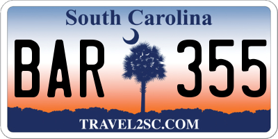 SC license plate BAR355
