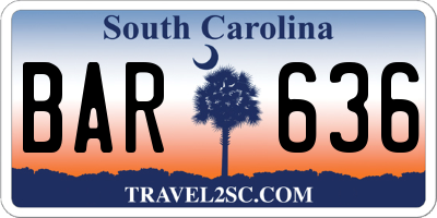 SC license plate BAR636