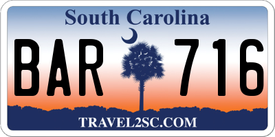 SC license plate BAR716