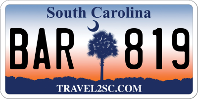 SC license plate BAR819