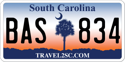 SC license plate BAS834