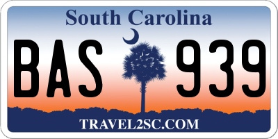 SC license plate BAS939